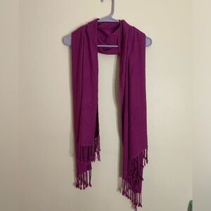 100% Pashmina Vibrant  Fushia Scarf Wrap with fringe